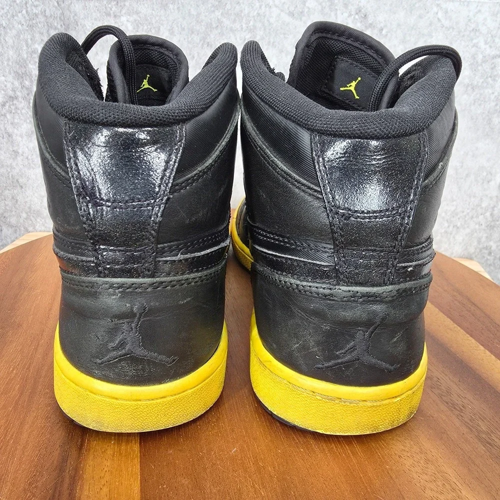 Air Jordan 1 High Strap Sneakers Mens‎ 9.5 Black Voltage Leather No Insoles*
